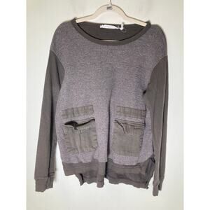 Wilt Brown and Olive Mixed Media Waffle Pullover Sz M